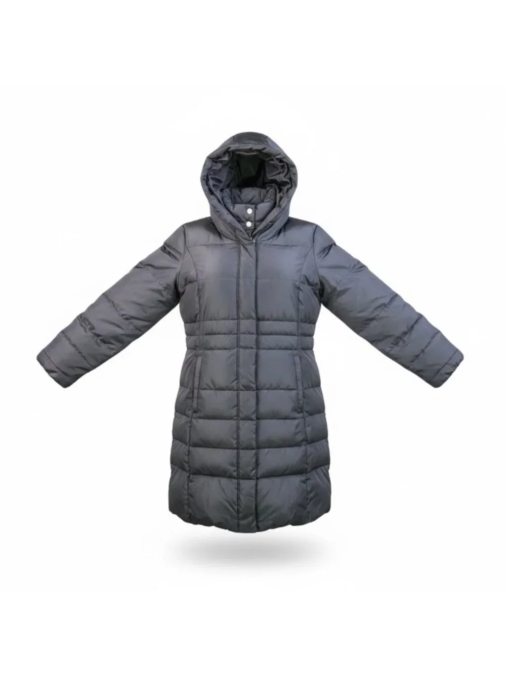 Michael Kors Womens Black Down Puffer Coat With Hood Polyester Size L